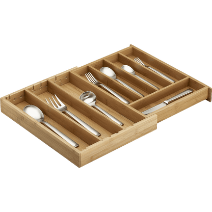Expandable Bamboo Flatware Tray